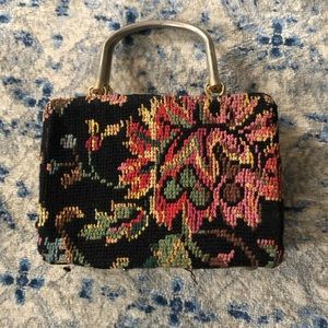 Floral cross stitch structured purse